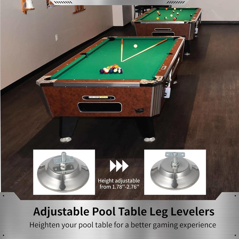 Varku Billiard Table Leg Levelers, 4 Pcs Pool Table Leg Leveling Risers 5’’D with Adjustable Height, Robust Metal Table Leveling Feet for Billiard Tables, Ping-Pong Tables, Soccer Tables - Image 2